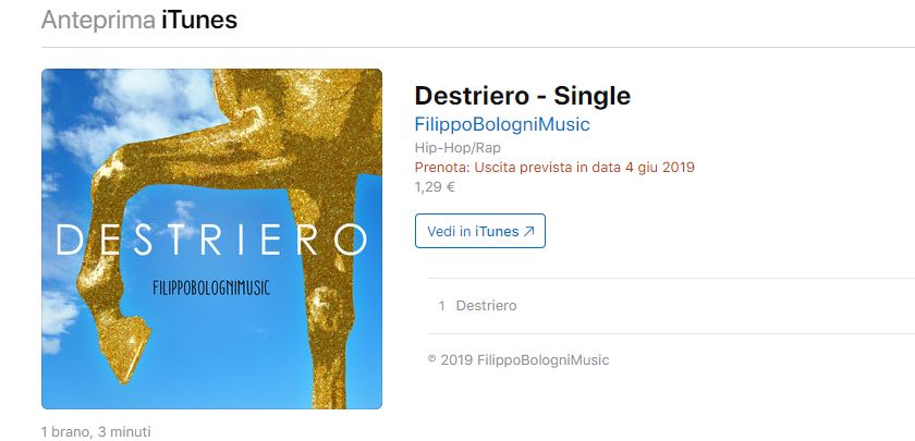 "Destriero" by Filippo Bologni Music: pre order disponibile su ITunes