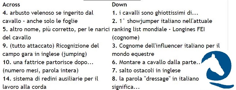 #challenge: cruciverba equestre (n. 1) - chi tra voi davvero "sa tante cose" sui cavalli?