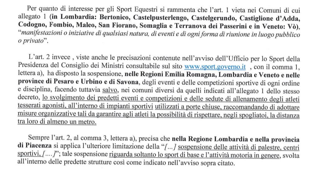 Coronavirus: come si svolgerà la settimana degli sport equestri
