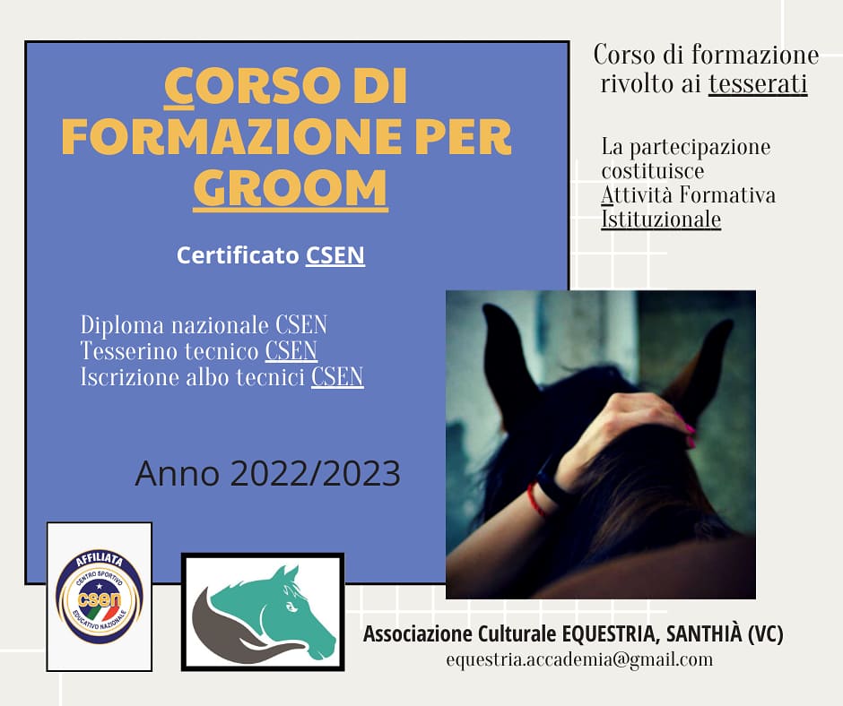 Nuovo corso di formazione per groom di CSEN ed EQUESTRIA 3