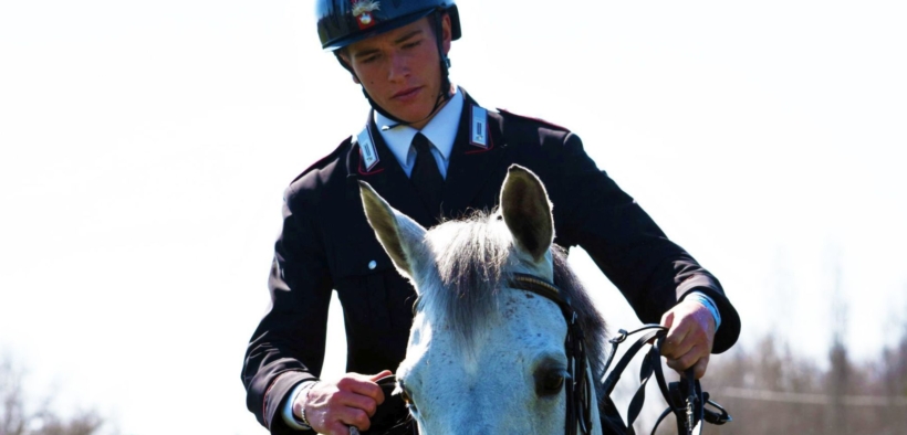 Giacomo Casadei sul terzo gradino del podio della 145 di Montefalco (CSI4*)