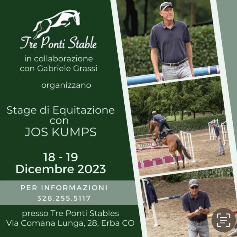 Gabriele Grassi & Equitex con Jos Kumps: stage il 18-19 dicembre
