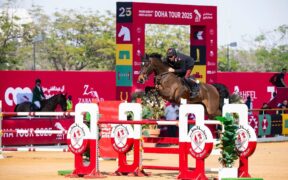 Emanuele Gaudiano ha sfiorato la vittoria nella 145 di Doha (CSI5*)