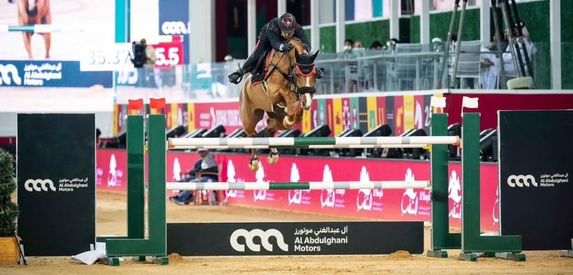 Roberto Previtali sul podio nel Grand Prix di Doha (CSI2*)