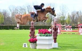 Elia Simonetti ai piedi del podio nel GP di Gorla Minore (CSI4*)