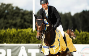 Riccardo Pisani sul podio del GP di Gorla Minore (CSI3*)